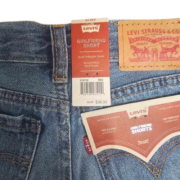 Levi's Girls' Girlfriend Fit Denim Shorty Shorts Indigo Ave Size 6X NWT - Picture 3 of 3